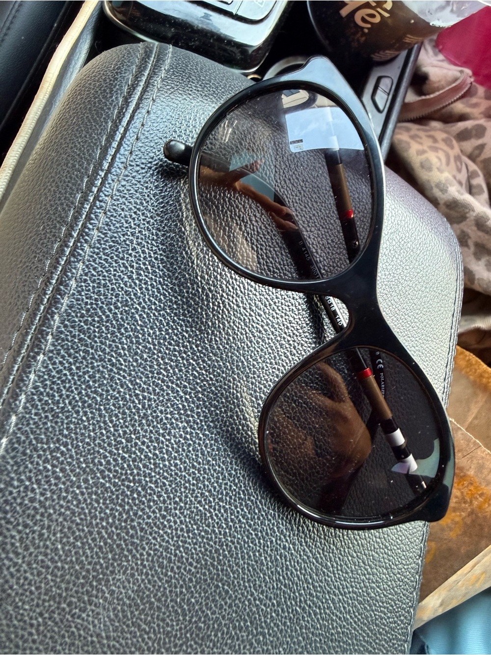 Burberry Black Round Sunglasses with Subtle Stripe Temples